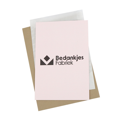 Ansichtkaart met pergamijn zakje