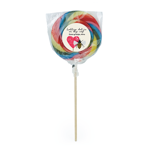 Lolly met gepersonaliseerde sticker