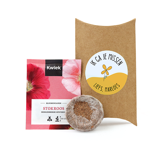 Zaden in gondeldoosjes met sticker