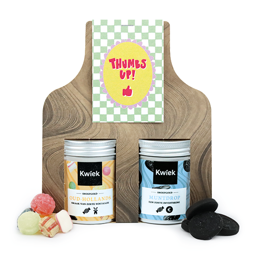 Thumbs up - Snoeptas met twee blikjes snoep // Maartje 