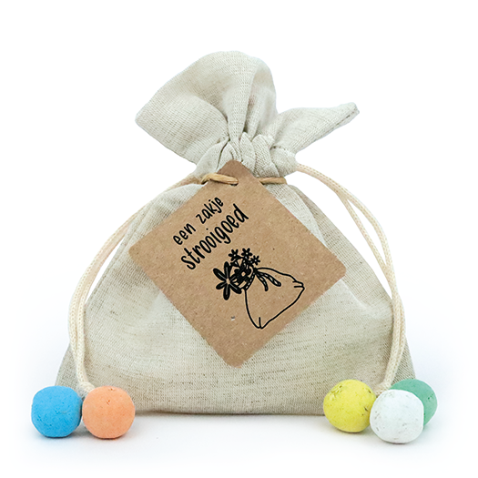 Zaadbommetjes in linnenzakje - Een zakje vol strooigoed - Hoofdfoto
