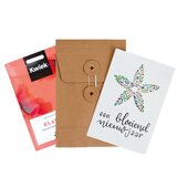 Inhoud bedankje zadenpakket met ansichtkaart in Japanse envelop - Een bloeiend nieuwjaar