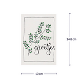 Bloemenzaden met kaart 'Groetjes' verpakt in pergamijn zakje