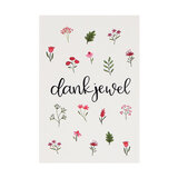 Ansichtkaart 100 x 148 mm met de tekst &lsquo;Dankjewel&rsquo;