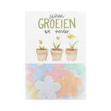 Samen groeien we verder - Groeiconfetti in pergamijn zakje met klapkaartje // Mijksje