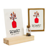 Bedankt voor je inzet - bedankje zaden in glazen flesje met kaart en standaard