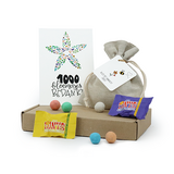 Brievenbus bedankje - Zaadbommetjes in linnenzakje met ansichtkaart