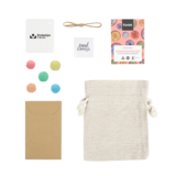 Brievenbus bedankje - Zaadbommetjes in linnenzakje met ansichtkaart