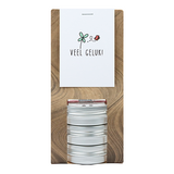 Veel geluk - Kaarsenzandtas met 3 blikjes // Eef