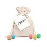 Zaadbommetjes in linnenzakje met eigen ontwerp