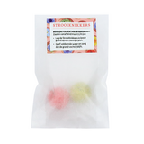 Zaadbommetjes in pergamijn zakje met klapkaartje - Achterkant bedankje met zaai-instructie sticker