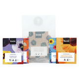 Brievenbus bedankje - zadenpakket (4 zakjes) met zweltabletten met ansichtkaart