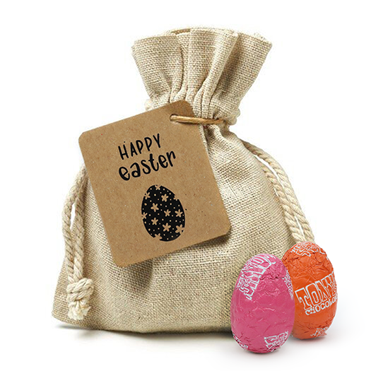 Happy easter - bedankje zaden in linnenzakje