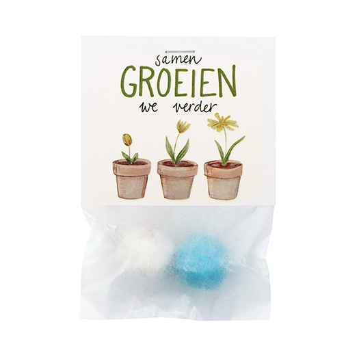 Samen groeien we verder - Zaadbommetjes in pergamijn zakje met klapkaartje // Mijksje