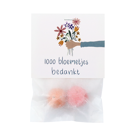 1000 bloemetjes bedankt - Zaadbommetjes in pergamijn zakje met klapkaartje // Floralis