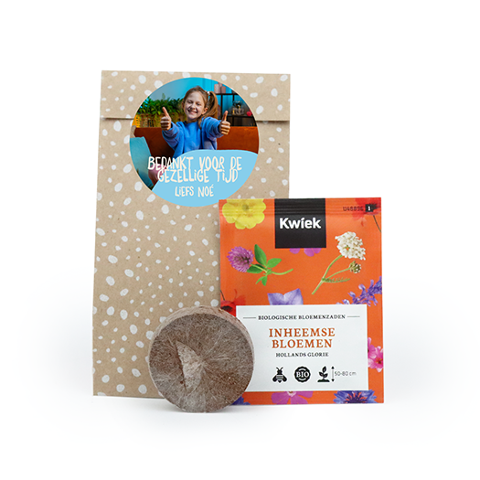 Bedankt voor de gezellige tijd - zaden in cadeauzakje