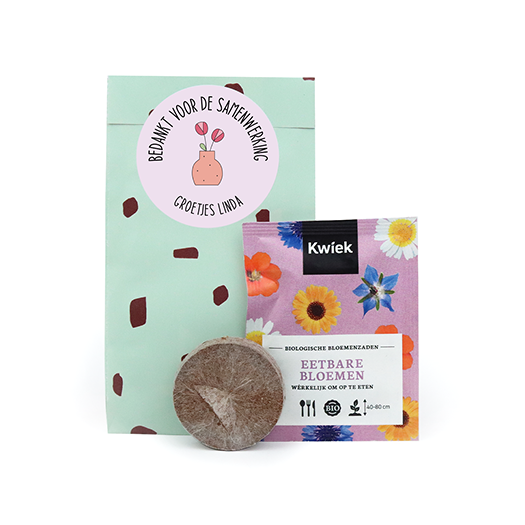 Bedankt voor de samenwerking - zaden in cadeauzakje