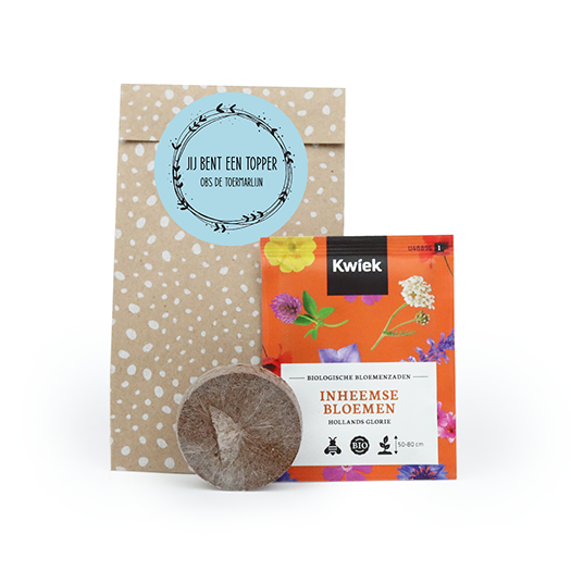 Jij bent een topper - zaden in cadeauzakje