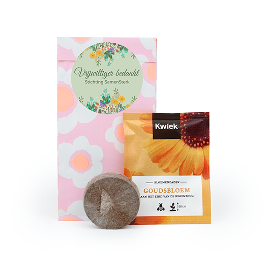 Vrijwilliger bedankt - zaden in cadeauzakje