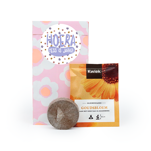 Hoera - zaden in cadeauzakje