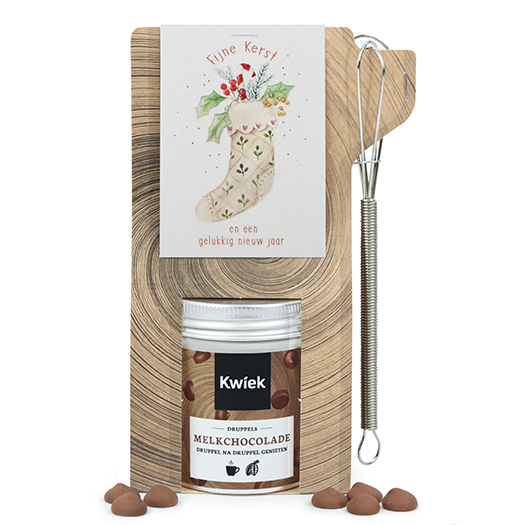Fijne kerst en een gelukkig nieuwjaar - Chocolademelk in tas met mini garde // Mijksje