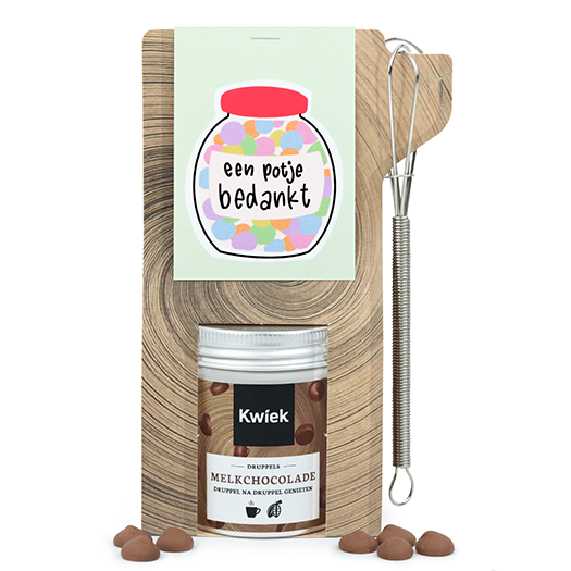 Een potje bedankt - Chocolademelk in tas met mini garde // Maartje