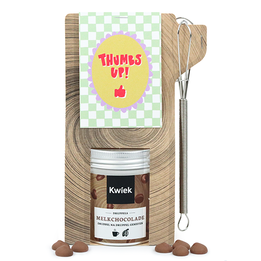 Thumbs up! - Chocolademelk in tas met mini garde // Maartje