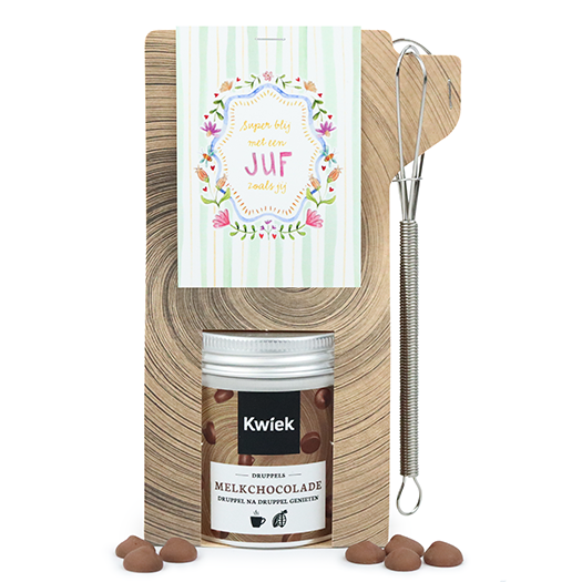 Super blij met een juf zoals jij - Chocolademelk in tas met mini garde // Mijksje