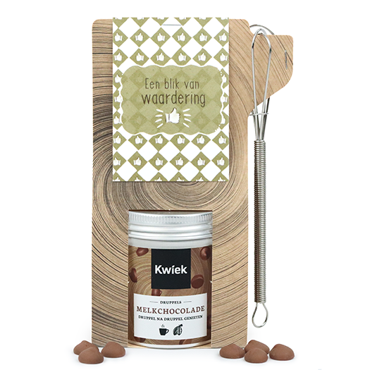 Een blik van waardering - Chocolademelk in tas met mini garde // Mijksje