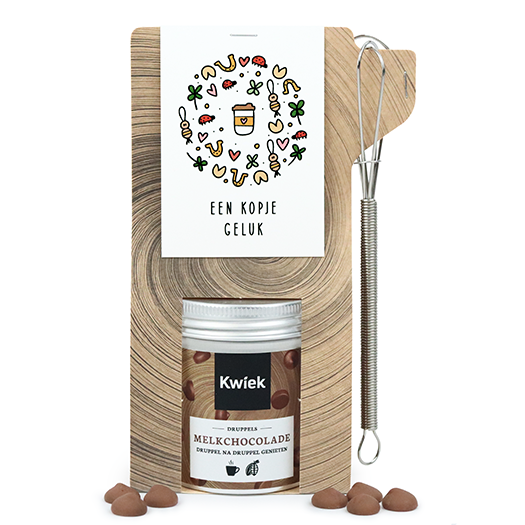 Een kopje geluk - Chocolademelk in tas met mini garde // Eef