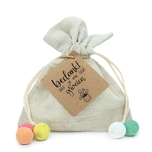 Bedankt dat je me laat groeien - Zaadbommetjes in linnenzakje // Maartje