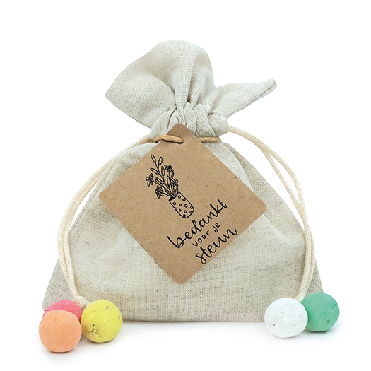 Bedankt voor je steun - Zaadbommetjes in linnenzakje // Maartje