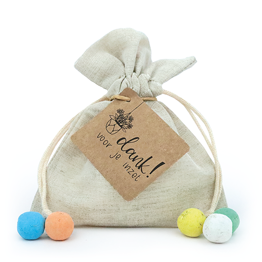 Dank voor je inzet - Zaadbommetjes in linnenzakje // Maartje