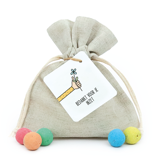 Bedankt voor je inzet - Zaadbommetjes in linnenzakje // Eef