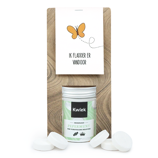 Ik fladder er vandoor - Snoeptas met blikje snoep // Eef