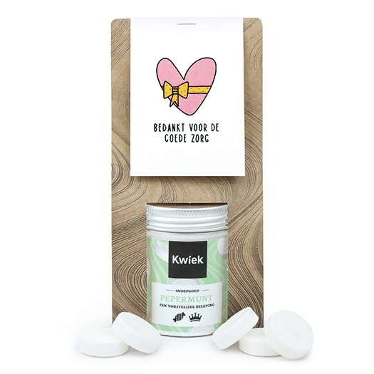 Bedankt voor de goede zorg - Snoeptas met blikje snoep // Eef