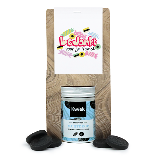 Bedankt voor je komst - Snoeptas met blikje snoep // Maartje