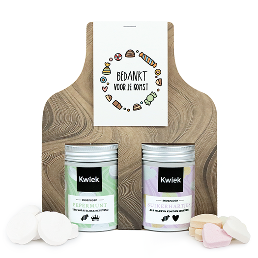 Bedankt voor je komst - Snoeptas met twee blikjes snoep // Eef