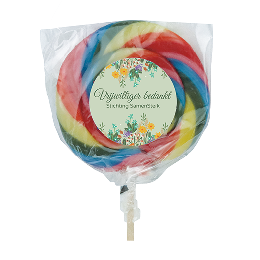 Vrijwilliger bedankt - Lolly met gepersonaliseerde sticker