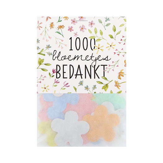 1000 bloemetjes bedankt - Groeiconfetti in pergamijn zakje met klapkaartje // Mijksje