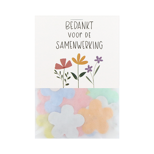 Bedankt voor de samenwerking - Groeiconfetti in pergamijn zakje met klapkaartje // Floralis