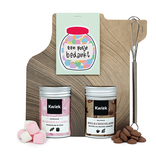 Een potje bedankt - Chocolademelk met mini marshmallows en garde  // Maartje