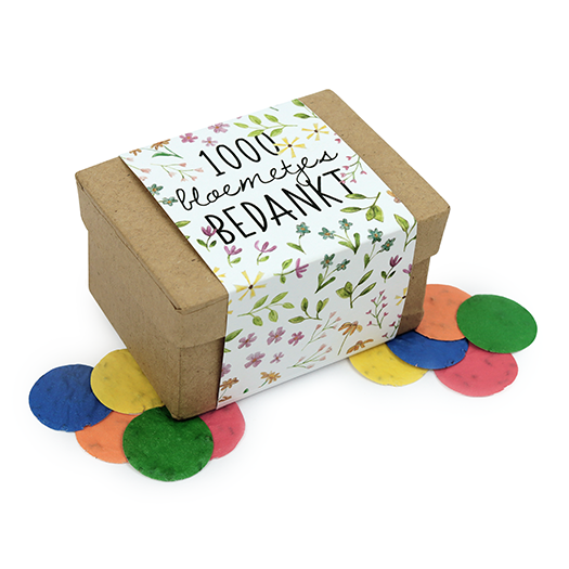1000 bloemetjes bedankt - Groeiconfetti in papier mach&eacute; doosje // Mijksje