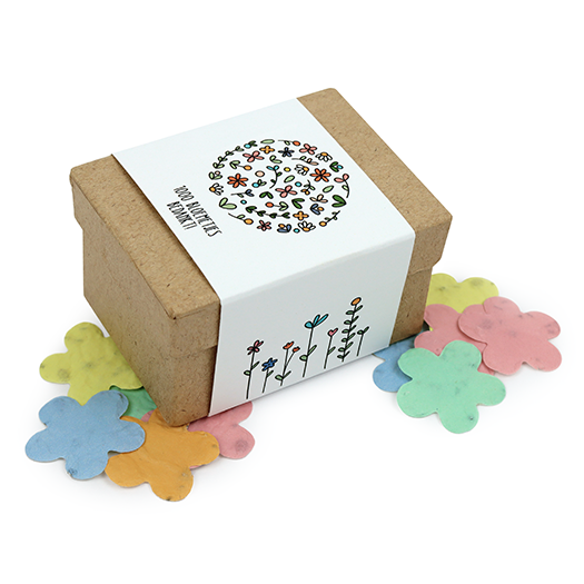 1000 bloemetjes bedankt - Groeiconfetti in papier mach&eacute; doosje // Eef