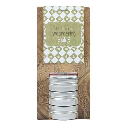 Een blik van waardering - Kaarsenzandtas met 3 blikjes // Mijksje