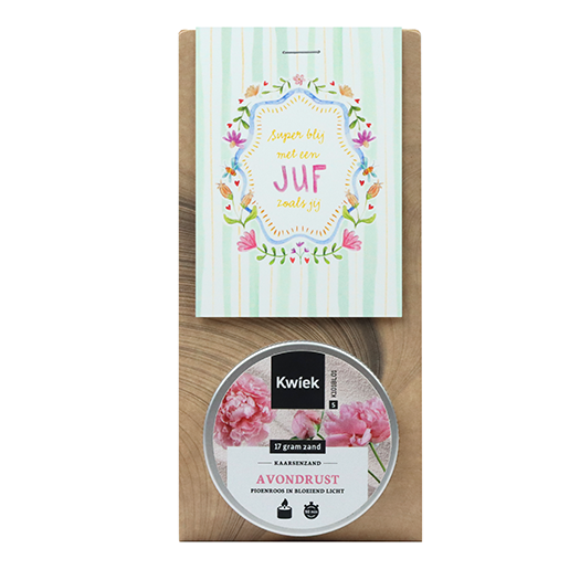 Super blij met een juf zoals jij - Kaarsenzand in buidel // Mijksje