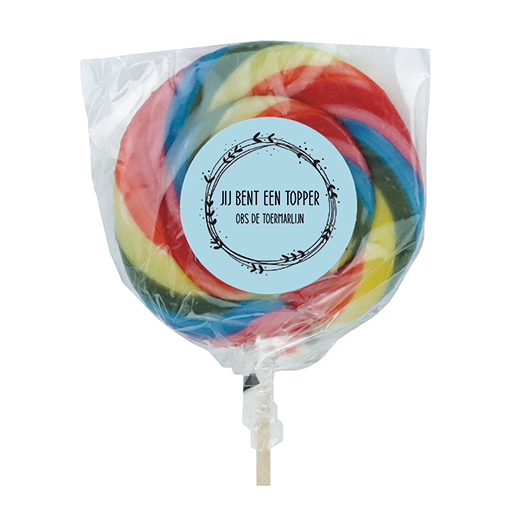 Jij bent een topper - Lolly met gepersonaliseerde sticker