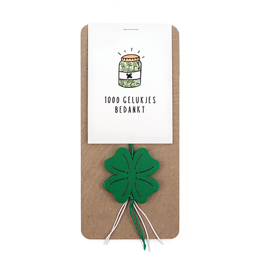 Gelukshanger in buidel - 1000 gelukjes bedankt - Hoofdfoto