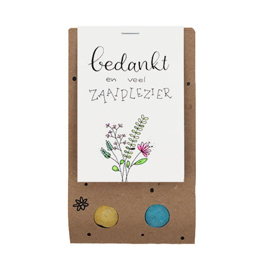 Zaadbommetjes in buidel - Bedankt en veel zaaiplezier - Hoofdfoto