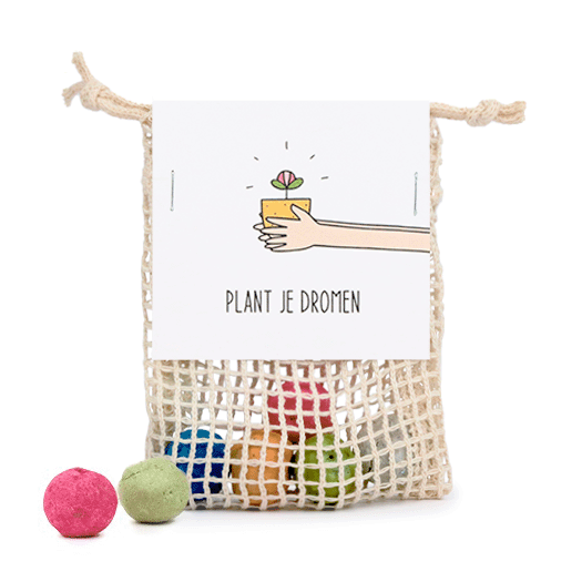 Zaadbommetjes in netzakje - Plant je dromen - Hoofdfoto